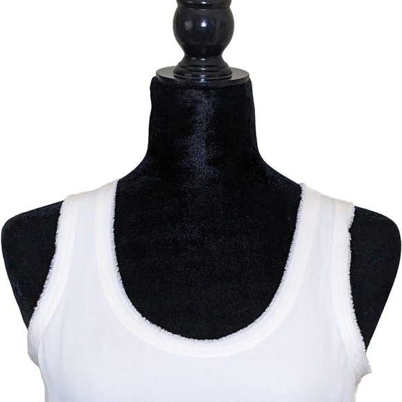 VERONICA BEARD Raw Edge Silk Off-White Tank Top - Picture 3 of 7